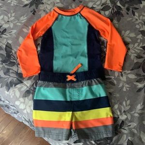Cat and Jack swim trunks with rash guard